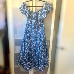 Blue & White Off Sholder Dress